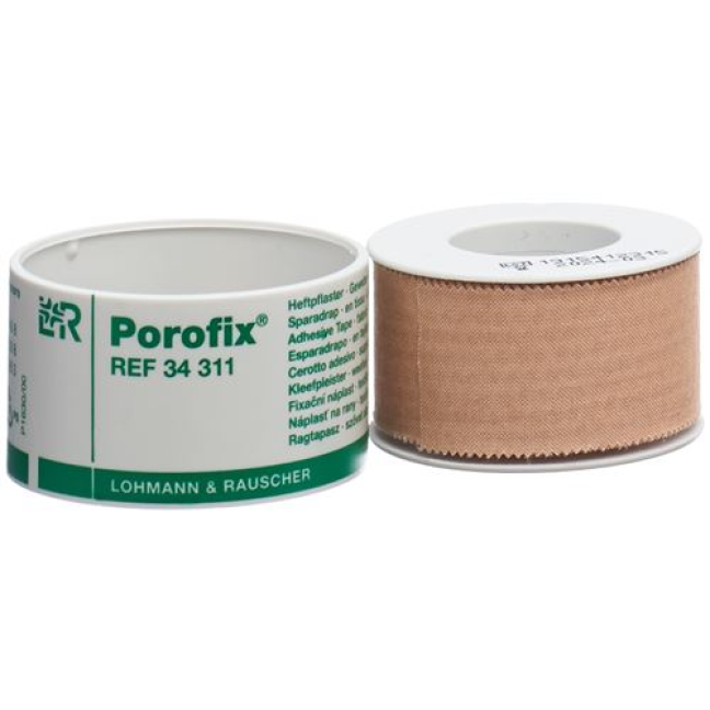 Pansement adhésif Porofix 2,5cmx5m couleur peau rouleau 12 pcs