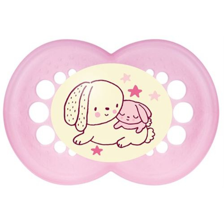 MAM Sucette Nuit silicone 6-16 mois Fille 2 pcs