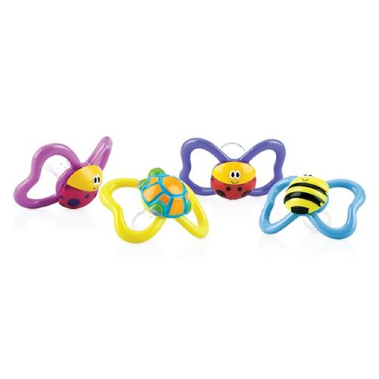 Nuby pacifier Paci-Pals រាងពងក្រពើស៊ីលីកូនជាមួយ nubs 6-36 ខែ