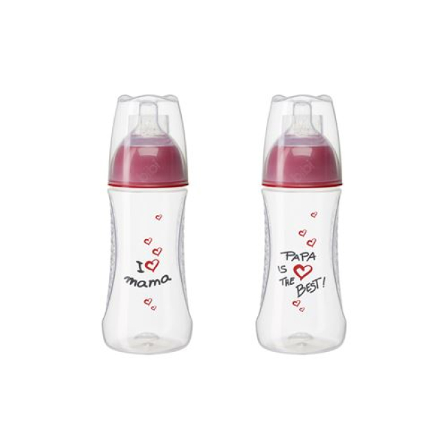 Bibi narrow neck bottle Happiness PP Natural silicone 260ml 2+ M mom / Papa assorted SV-A + B New