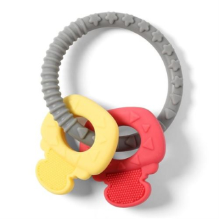 BabyOno Ortho teething ring yellow silicone keys / red 0M +