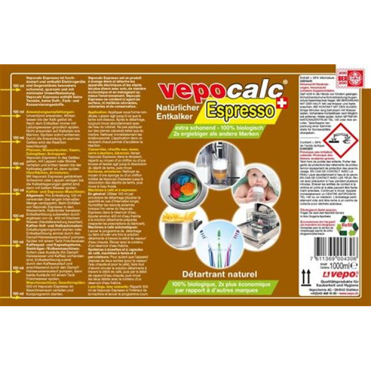 Vepocalc Espresso Natural Tozalash shishasi 1000 ml