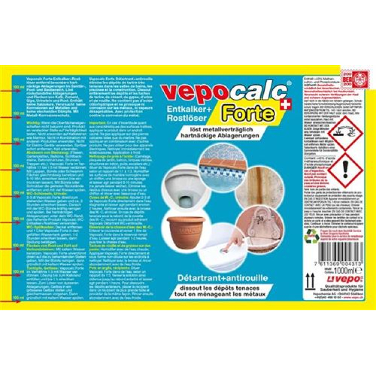 Vepocalc Forte odstraňovač vodního kamene + Fl odstraňovač rzi 1000 ml