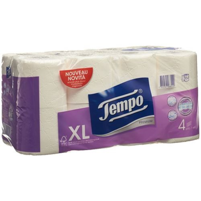 Tempo toiletpapir Premium hvid 4lagig 110 ark 9 enheder