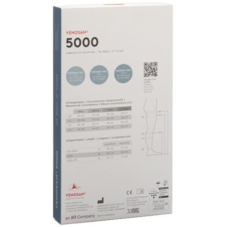 VENOSAN 5001 A-GH KKL1 XL довгий відкритий чорний 1 пара