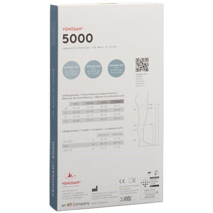 VENOSAN 5001 A-D KKL1 M uzun ochiq qora 1 juft