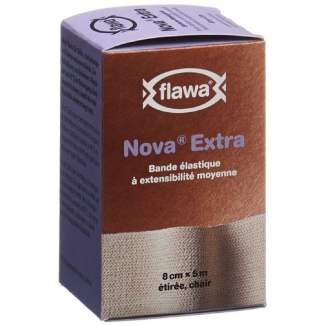 FLAWA NOVA EXTRA центральна еластична пов'язка 8 см х 5 м кольору шкіри