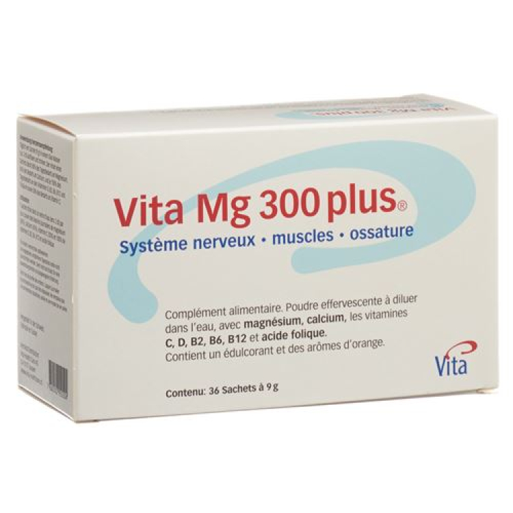 Vita Mg 300 Plus kuohuva jauhe oranssi 36 pussia 9 g