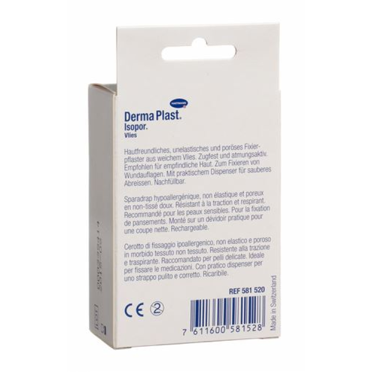 Dermaplast Isopor fikseringsplaster 2,5cmx10m fleece hvit Disp