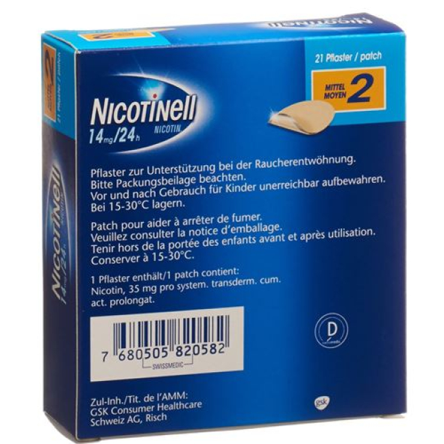 니코티넬 2 중간 Matrixpfl 14 mg / 24h 21개