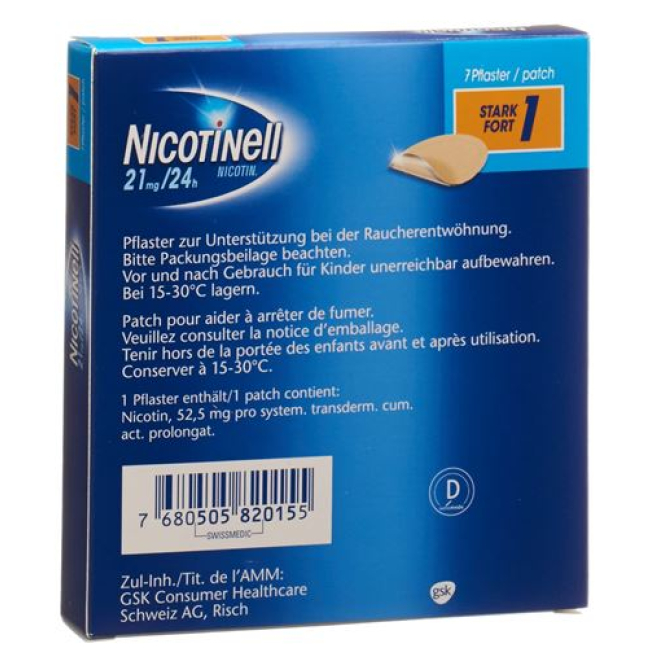 Nicotinell 1 fuertemente Matrixpfl 21 mg / 24h 7 uds