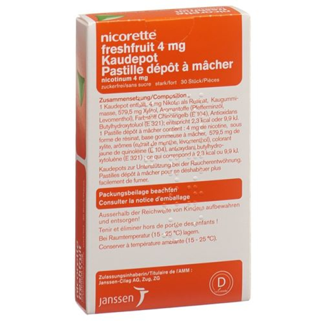 Nicorette Trái cây tươi Kaudepots 4 mg 105 chiếc