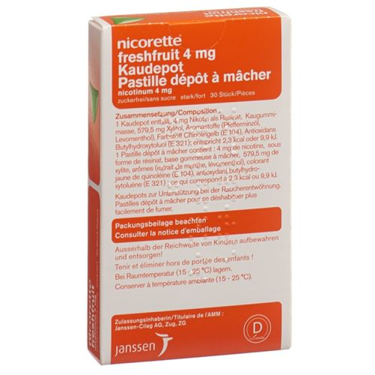 Nicorette Fresh Fruit Kaudepots 4 mg 105 kpl