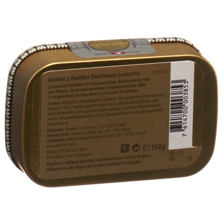 Grethers Elderflower pasztilla cukor nélkül 110 g