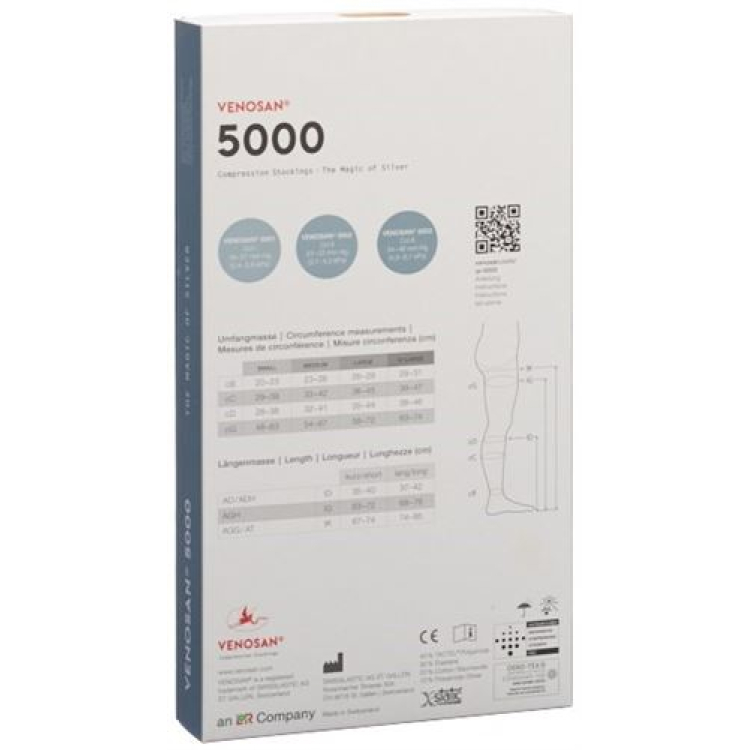 VENOSAN 5002 A-DH KKL2 M dolgi odprti črni 1 par