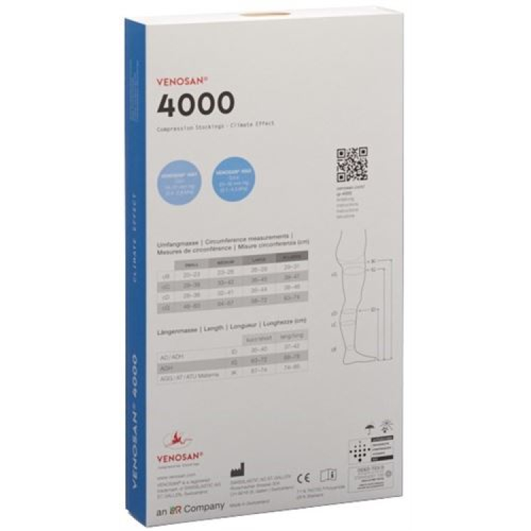 VENOSAN 4002 A-DH KKL2 XL dolge odprte črne 1 par