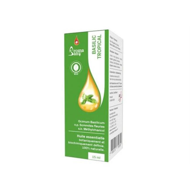 Aromasan basil essential oil in box organic 15 ml