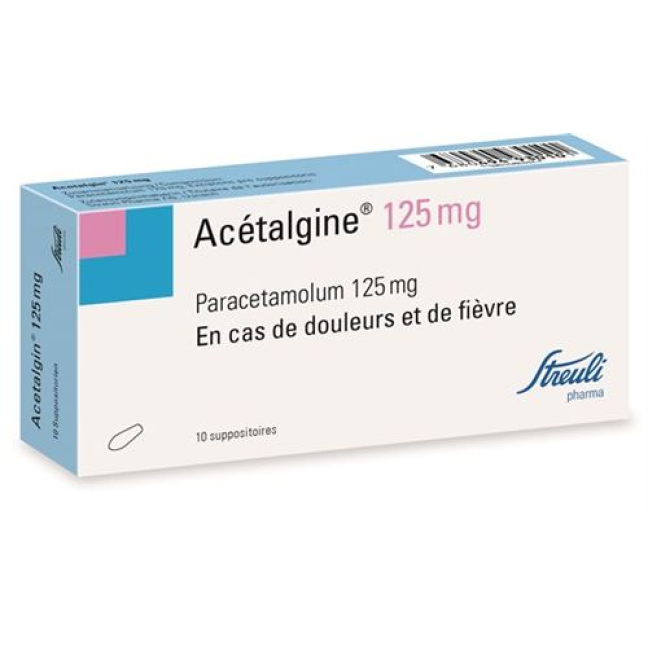 Acétalgin Supp 125 mg 10 pcs