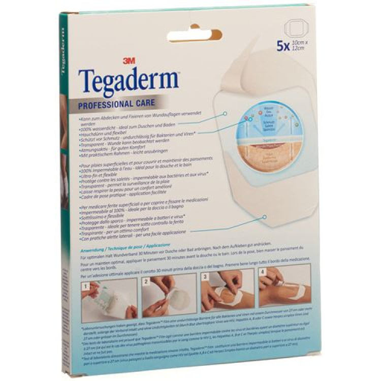 3M Tegaderm şeffaf pansuman filmi 10x12cm 5 adet