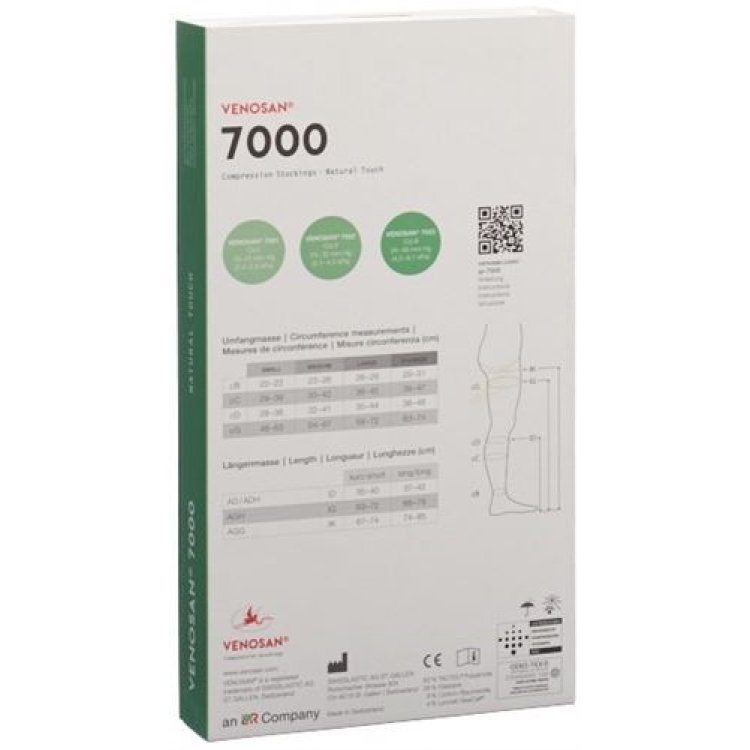 VENOSAN 7002 A-D KKL2 M בגזרה ארוכה שחור 1 זוג