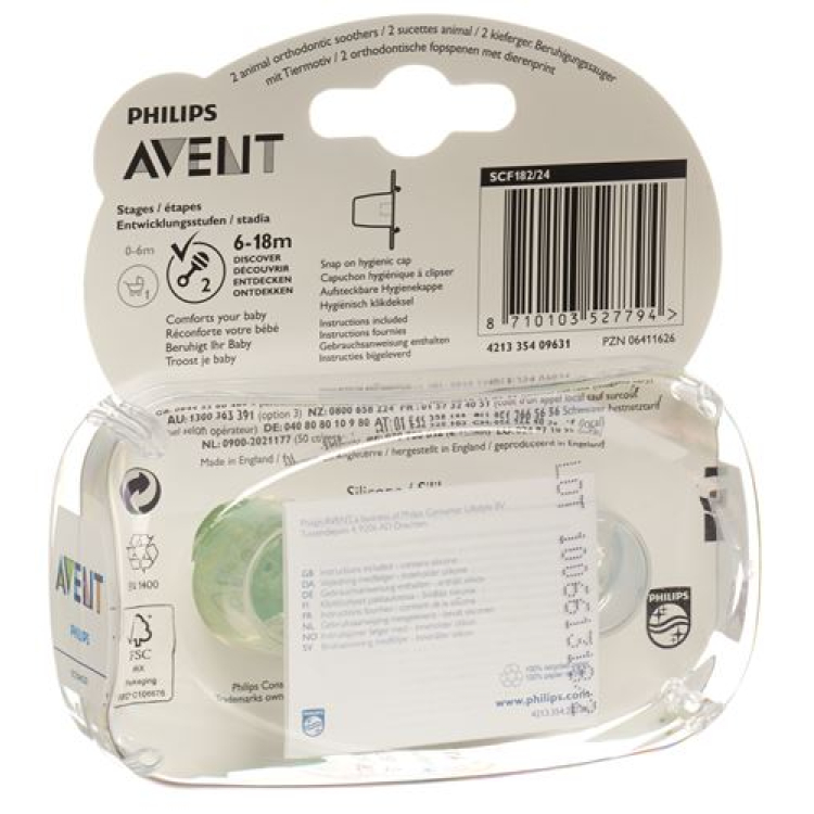 Avent Philips dummy dyr 6-18 måneder 2 stk