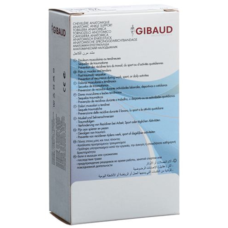 GIBAUD ankelbandage anatomisk storlek 1 18-21cm svart