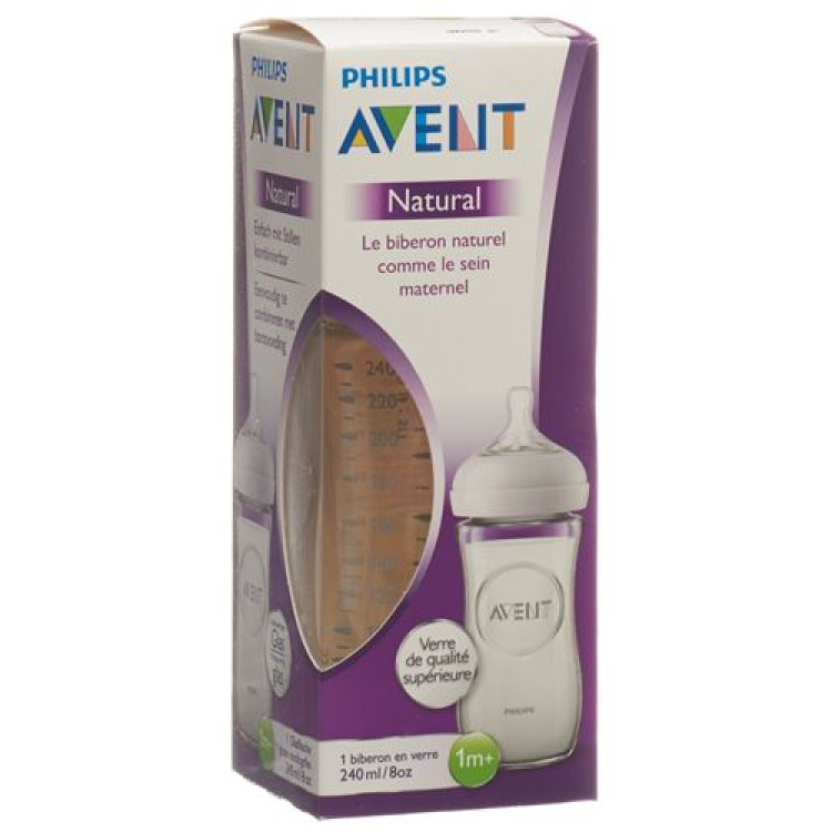 Garrafa natural Avent Philips 240ml vidro