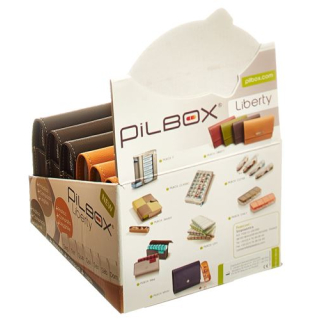Pilbox LIBERTY présentoir assorti 6 pièces 3x camel + 3x chocolat d