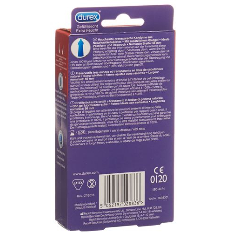 Durex Gefühlsecht Präservativ extra feucht 10 Stk