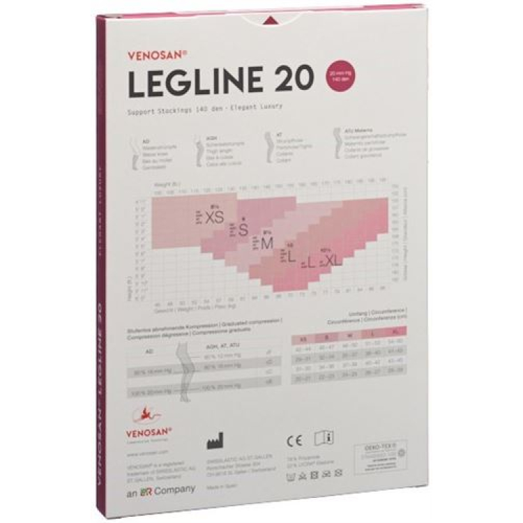 Venosan Legline 20 A-GHS XS қара 1 жұп