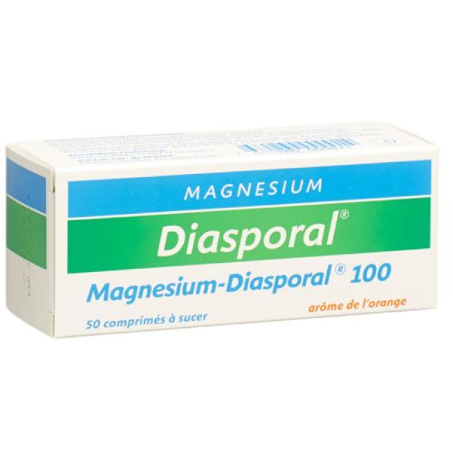 Magnesium Diasporal Lutschtabl 100 mg Pomarančová príchuť 50 ks
