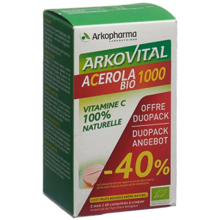 Arkovital Acerola Arkopharma tabletės 1000 mg Bio Duo 2 x 30 vnt.