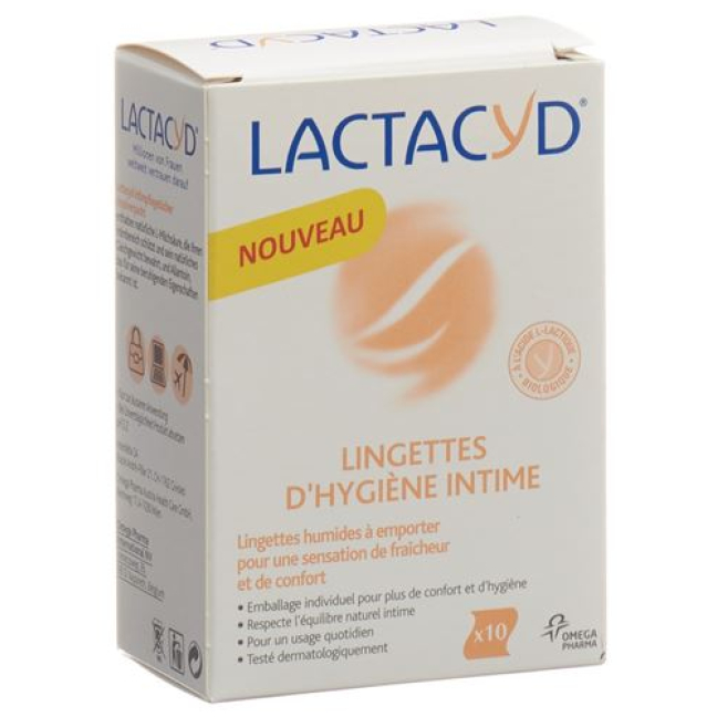 Lingettes intimes Lactacyd emballées individuellement 10 pièces