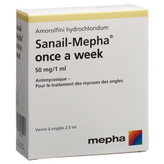 Sanail-Mepha долоо хоногт нэг удаа хумсны лак 50 мг / мл 2.5 мл Fl