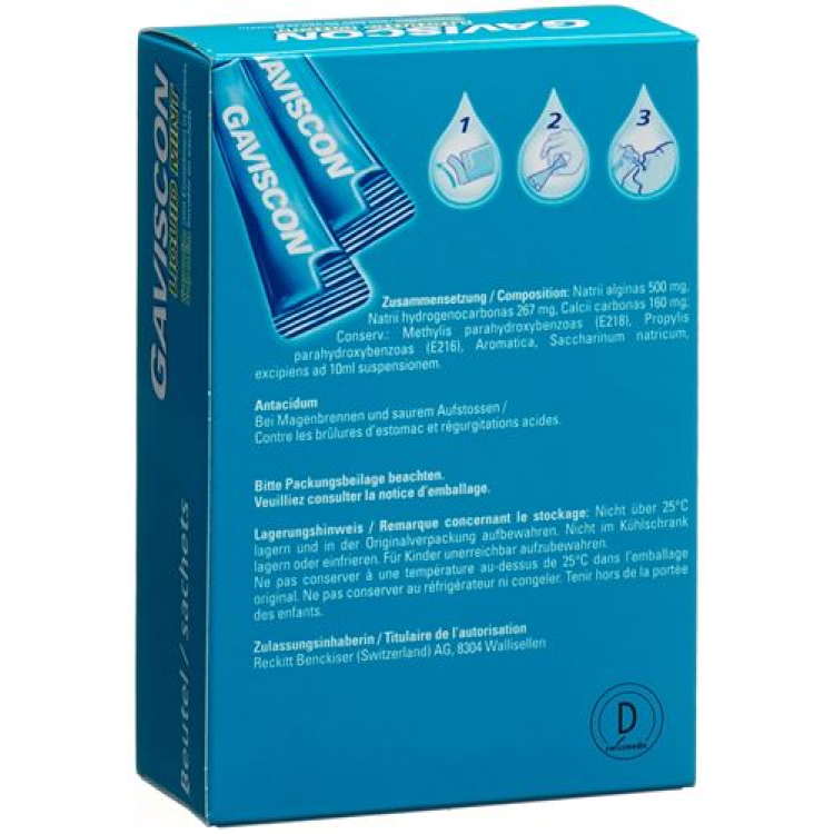 Gaviscon Flydende mynte Susp i poser 24 Btl 10 ml