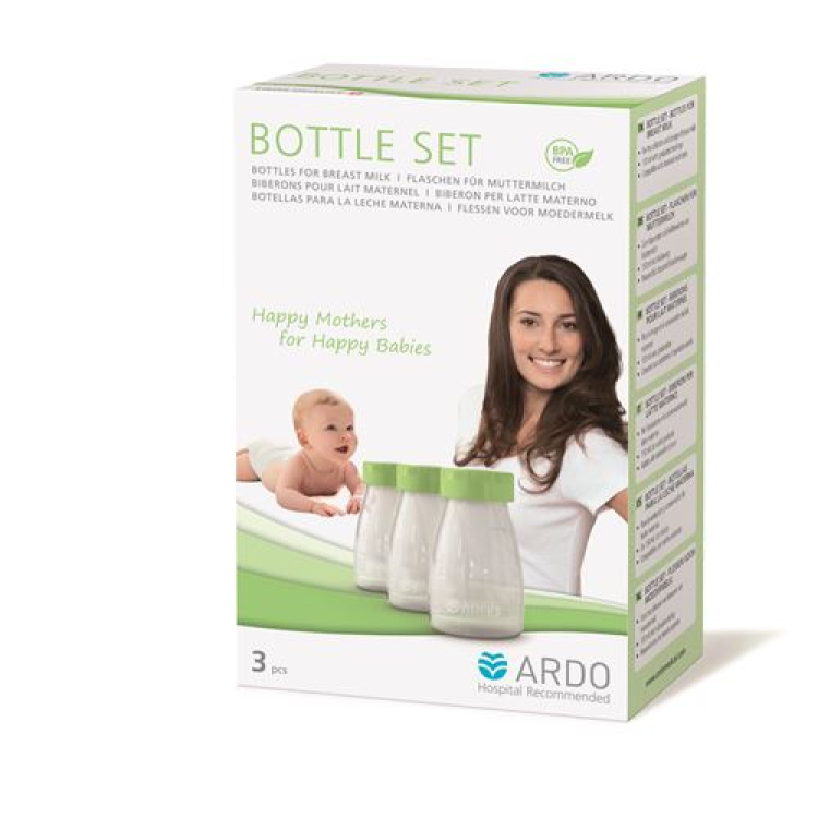 Ardo BOTTLE SET Емшек сүтіне арналған бөтелкелер 3 дана