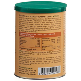Spirulina Flamant Vert + Acerola (Vitamin C) Tabl 500 mg 1000 pc
