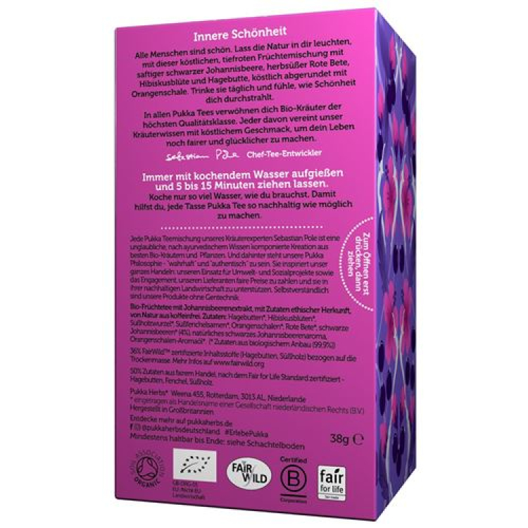 Pukka Charming Cassis té orgánico Btl 20 uds