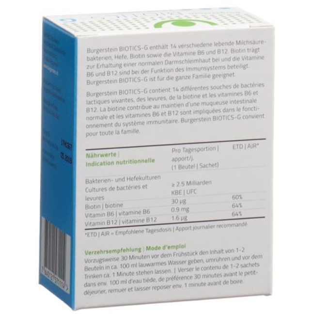 אבקת Burgerstein Biotics-G 30 שקיות