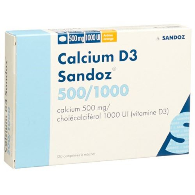 Calcium Sandoz D3 Kautabl 500/1000 120 pièces