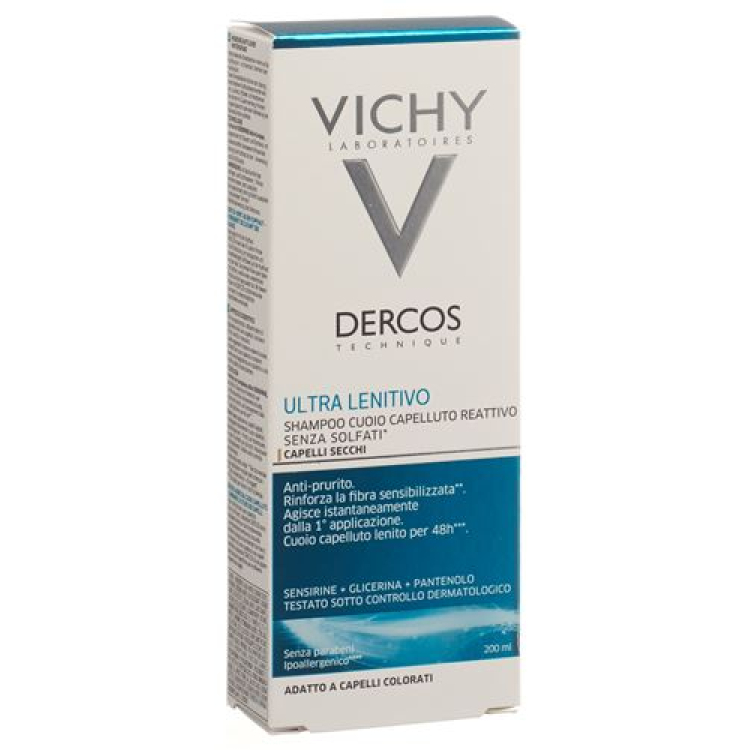 Шампунь Vichy Dercos Ultra-Sensitive для сухой кожи головы Немецкий/Итальянский 200 мл