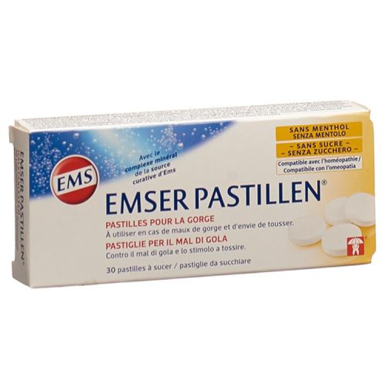 Emser គ្មានជាតិស្ករដោយគ្មាន menthol 30 pastilles