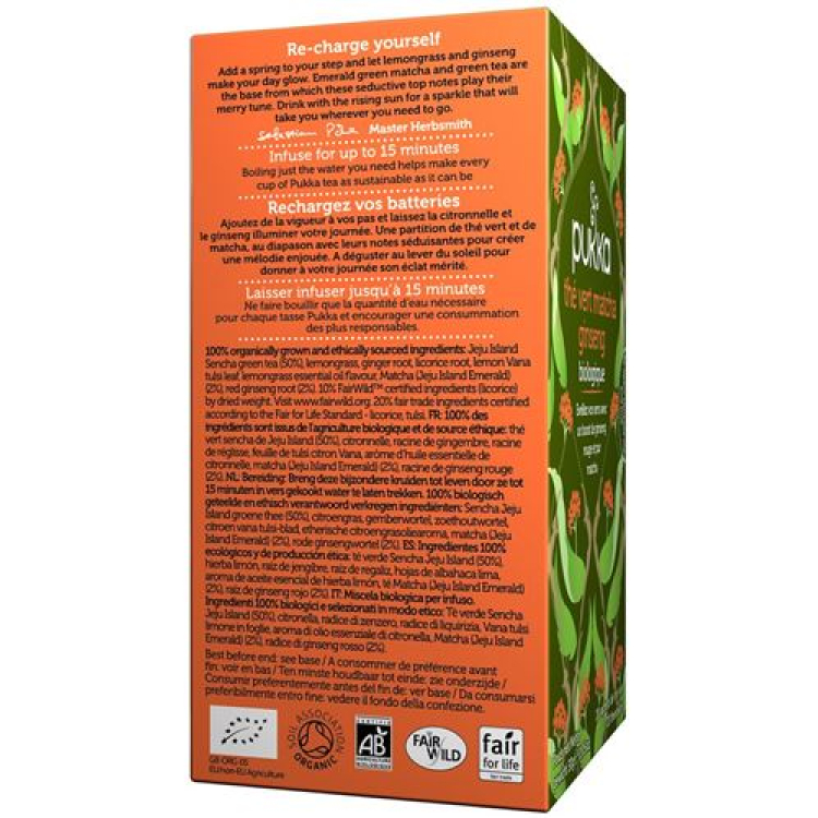 Pukka Thé Vert Matcha Ginseng Thé organic bag 20 pcs