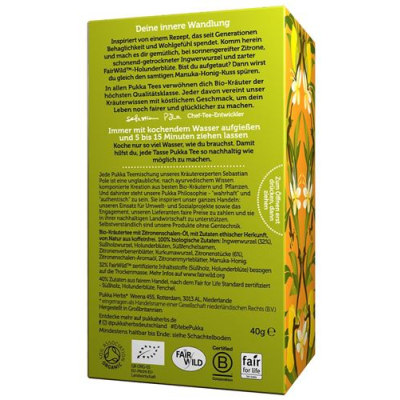 Pukka Lemon Ginger and Manuka Honey Tea Organic Bag 20 pcs