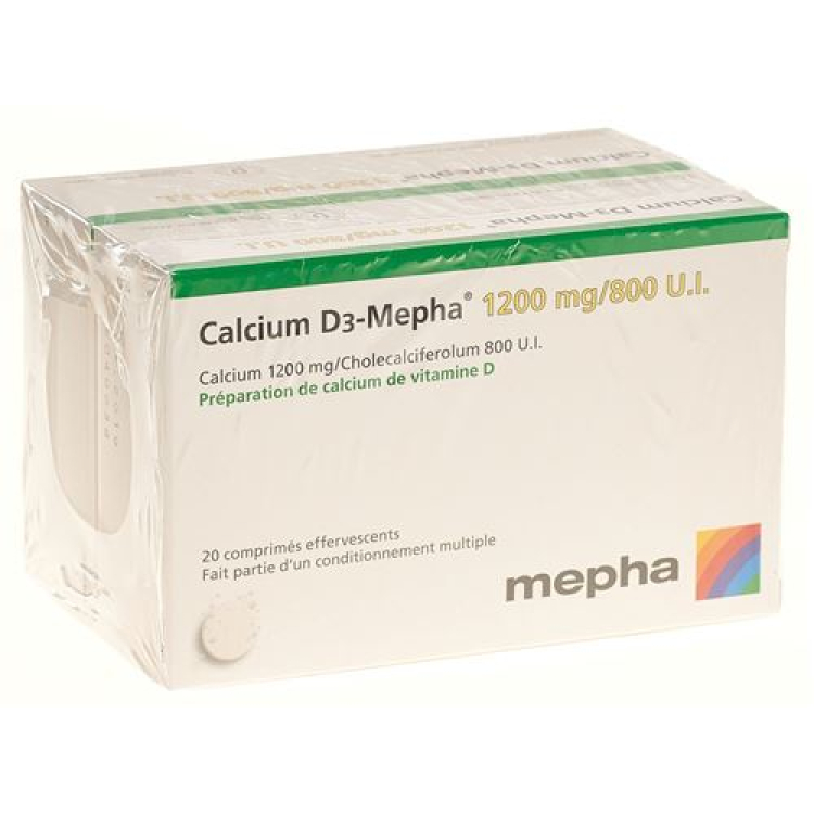 סידן D3 Mepha effervescent tablets 1200/800 2 x 20 יחידות