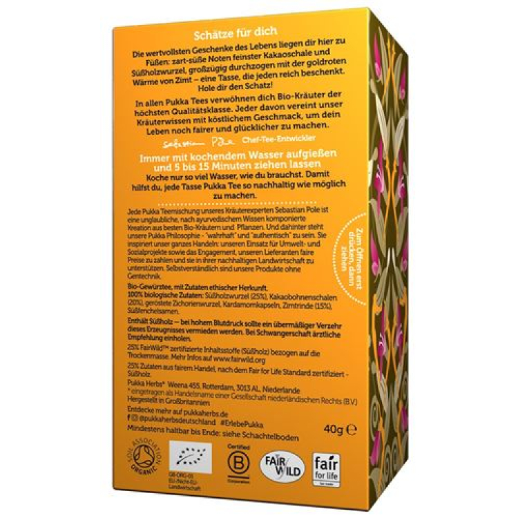 Pukka Cacao Chai Tea Organic Btl 20 kom