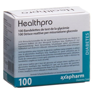 បន្ទះតេស្តជាតិស្ករក្នុងឈាម Healthpro Axapharm 100 ភី