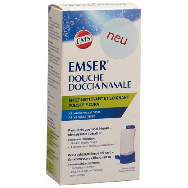 Ducha nasal Emser + 4 sachês de sal para enxágue nasal