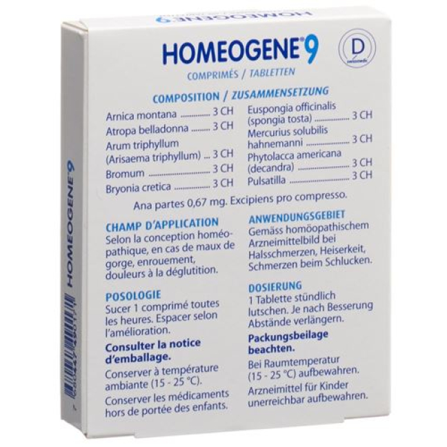 Homéogène Boiron No 9 comprimés 60 pcs