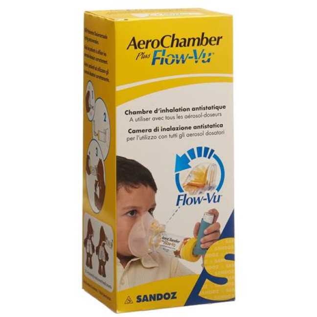 Aerochamber Plus Flow-Vu dengan Masker (1-5 tahun) Kuning